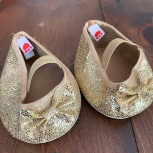 NEW! Build-a-Bear gold sparkle bow flats